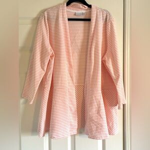 Kim Rogers Peach and White Striped Open Front Topper
